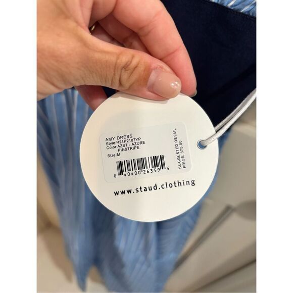 NEW WITH TAGS!! STAUD AMY DRESS AZURE PINSTRIPE - Picture 5 of 9